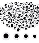 UPINS 300 Pcs Round Plastic Black Googly Wiggle Eyes Self-Adhesive Large Size 15mm 18mm 20mm 25mm