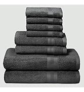BOUTIQUO 8 Piece Towel Set 100% Ring Spun Cotton, 2 Bath Towels 27x54, 2 Hand Towels 16x28 and 4 ...