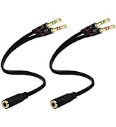 SaiTech IT 2 Pack Gold Plated 3.5 mm Headphone Splitter | for Computer | 2 Male to 1 Female 3.5mm...
