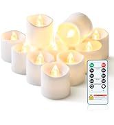 Homemory 12Pack 400+Hour Remote Control Flameless Candles, 2/4/6/8H Timer Led Votive Candles, Bat...