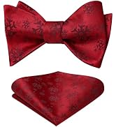 HISDERN Christmas Bow Ties for Men Xmas Self-tied Bowties and Pocket Square Set Festival Woven Bo...