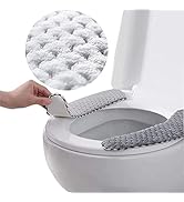 2Pairs Plush Warm Thick Padded Toilet Seat Cover Mat Non Slip Soft Toilet Seat Cushion Washable B...