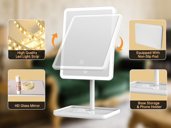 tabletop vanity mirror with lights
