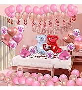 GYIPFIPA Valentines Day Balloons Set with I Love You Balloons Heart Shaped Balloons, Bear Balloon...