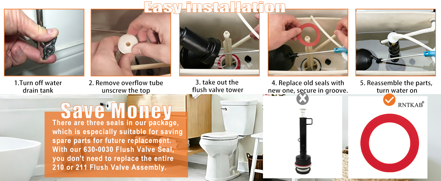 Flush Valve Seal for Mansfield 210/211 Flush Valve - Toilet Gasket Replacement Parts - 630-0030 Seal