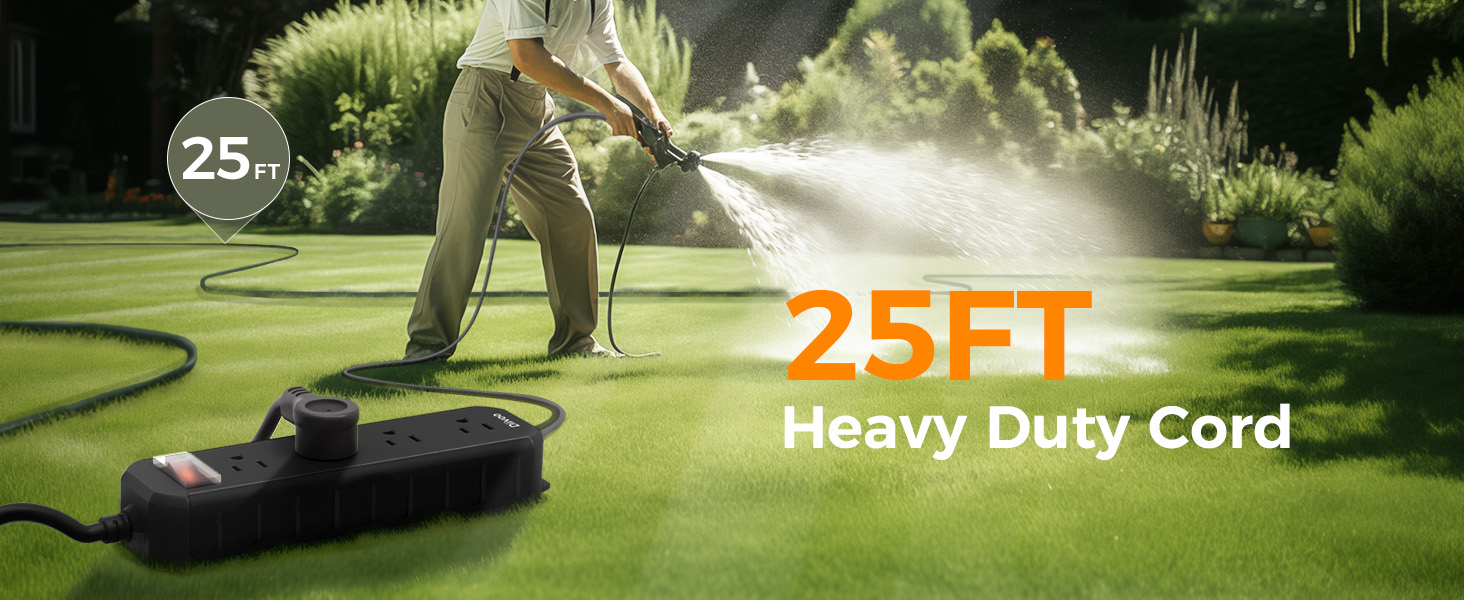Outdoor Power Strip Weatherproof 25ft