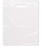 Purple Q Crafts Plastic Bag With Die Cut Handle Bag 12" x 15" White Plastic Merchandise Bags 100 ...