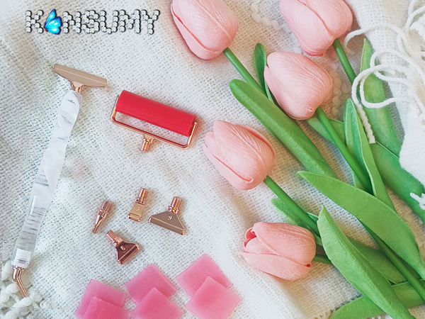 Diamond Art tool Color: White Pen; Rose gold Metal Tips,Red roller