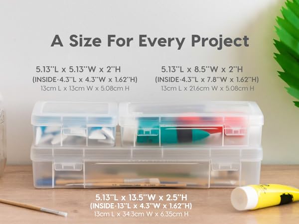 pencil box storage container lids craft organizer clear art supply plastic small hobby school