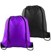 PLULON 2Pcs Drawstring Bags Bulk Drawstring Backpack Black Purple String Backpack Cinch Sack Spor...