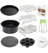 9 Inch Air Fryer Accessories XL 10 PCS with Cupcake Pan, Pizza Pan, Silicone Baking Cup, Recipe C...