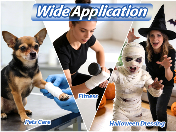 Individually Wrapped Rolled Gauze for Halloween Mummy Wraps, Pet Care