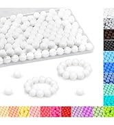 120PCS FIVEIZERO Silicone Beads, 15mm Silicone Beads White for Keychain Making Bulk Round Silicon...