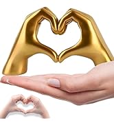 Gold Heart Hands Sculpture Decor for Living Room Bookshelf Coffee Table Bedroom Modern Love Finge...