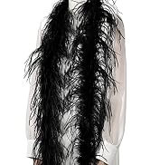 Soarer Black Ostrich Feather Boa - 2Yards 1Ply Long Boas for Halloween Party,DIY Craft Sewing,Con...