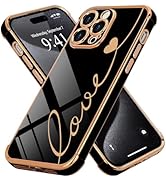 LCHULLE Compatible with iPhone 15 Pro Max Case for Women Girls, Cute Luxury Plating Love Heart De...