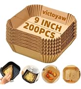 Air Fryer Liners Disposable,200PCS Victoyaw 9 Inch Square Air Fryer Parchment Paper Liners for 5-...