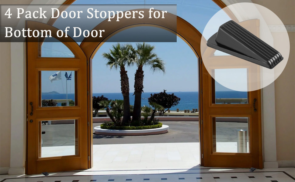 Door Stoppers, 4 Pack Door Stoppers for Bottom of Door, Door Gaps, Rubber Door Stopper Wedge