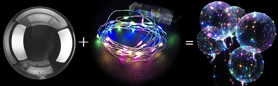 LED Balloons Light Up Balloons Clear Helium Bobo Balloons Glow Bubble Balloons
