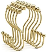 AmazerBath Shower Curtain Hooks, Shower Curtain Rings, Metal Gold Shower Curtain Hooks Rust Proof...