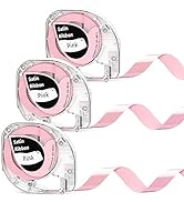 3 Packs P12 Label Maker Tape, Pink Satin Ribbon Label Tapes Compatible with DYMO Letratag Refills...