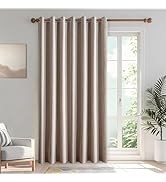 IGEMAEVE 100% Blackout Curtains for Bedroom 1 Panel, Linen Curtians 84 Inch Length Thermal Insula...