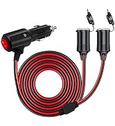 DC 12V/24V 1 to 2 Car Cigarette Lighter Splitter Power Charger Adapter, 3.3FT 2-Way Cigarette Lig...
