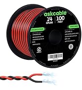 Askcable 14Gauge 100FT Electrical Wire Cable Flexible Wire Extension Cord 14AWG Copper Clad Alumi...