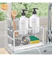 Sinnsally Sponge Holder for Kitchen Sink Organizer Caddy,2 Tier Dish Brush Scrubber Holder,Stainl...