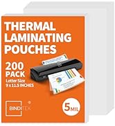 Binditek 200 Pack 5 Mil Thermal Laminating Pouches, 9x11.5 Inches Laminating Sheets, for Letter S...
