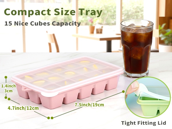 silicone Ice cube tray with tight fitting lid keep ice fresh, freezer odors free,