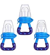 Baby Food Feeder 3 Pack Fresh Fruit Silicone Nipple Teething Toy Reusable Aching Gums Pacifier Bl...
