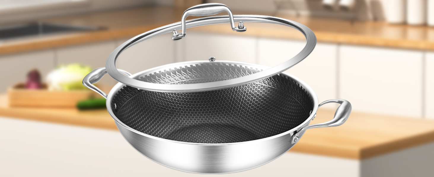 Stainless Steel induction Cooking wok pan