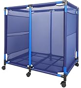 Pool Storage Bin Cart, Rolling Pool Storage Organizer Nylon Mesh Basket for Goggles, Floats, Ball...
