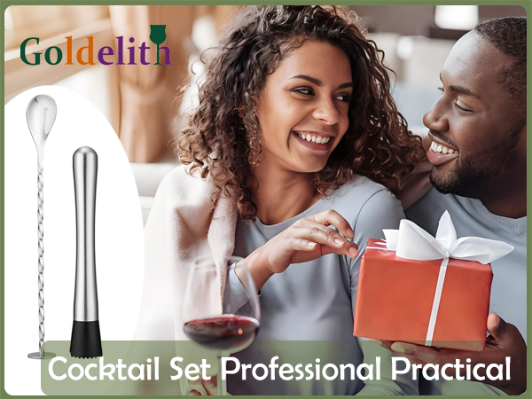 Stainless Steel Cocktail Muddler & Mixing Spoon Set