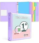 3 Ring Binder 1 inch,Cute Binder Organizer with 5 Tab Dividers Fits 175 Sheets of 8.5x11 Paper, C...
