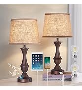 Luvkczc Table Lamps for Bedrooms Set of 2, Touch Bedside Lamps with USB Charging Ports, 3-Way Dim...
