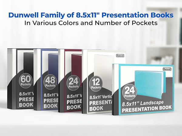 Dunwell Family of 8.5x11" Presentation Books - In Various Colors and Number of Pockets