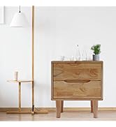 mignonnememe Mid Century Nightstand Wood End Table Accent Bedside Table with 2 Drawers and Solid ...
