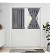 Easy-Going Blackout Door Curtains, Rod Pocket Privacy Light Filtering Sidelight Curtains French D...