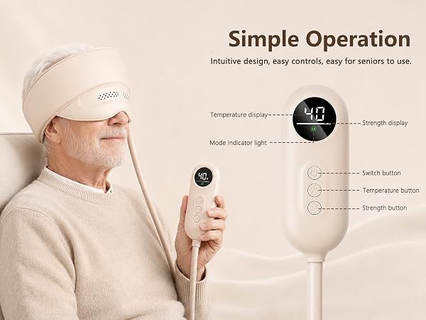 Easy to use head massager with heat, pressure modes and remote control