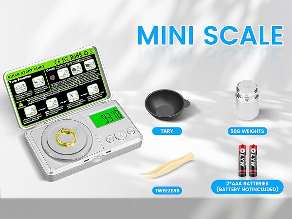 Simple appearance, equipped with weights/trays/tweezers/batteries