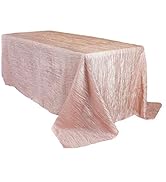YOUR CHAIR COVERS - 90 x 156 inch Rectangular Crinkle Taffeta Tablecloth - Blush, Rectangle Table...