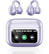 Clip On Ear Headphones, Open Ear Earbuds Wireless Bluetooth 5.4, Clip On Earbuds with LCD Touchsc...