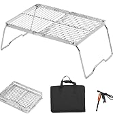 Folding Campfire Grill, Portable Camping Grill Grate, 304 Stainless Steel Camp Fire Cooking Racks