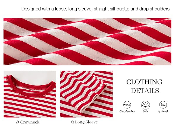 Striped Long Sleeve Shirt Women Oversized Crewneck Fall Y2k Tops 2026