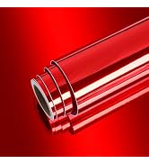 VEELIKE Glossy Red Metallic Adhesive Vinyl Roll 15.7''x118'' Reflective Mirror Vinyl Wallpaper Pe...