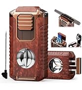 5-in-1 Torch Lighter with Cutter, Punch, Holder and Draw Enhancer Tool, Triple Windproof Jet Flam...