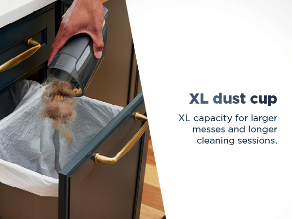 On the go USB charging XL dust cup