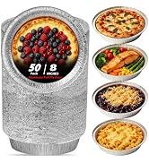 Homewarm 50 Pack 8" Round Aluminum Pans Pie Tins - Disposable Foil Baking Pans for Pies, Pot Pies...